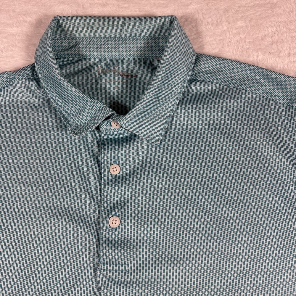 Walter Hagen Essentials XL Light Blue Ladder Print Golf Polo Shirt